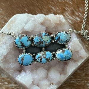 Golden Hills turquoise wide bar Southwestern Sterling silver necklace